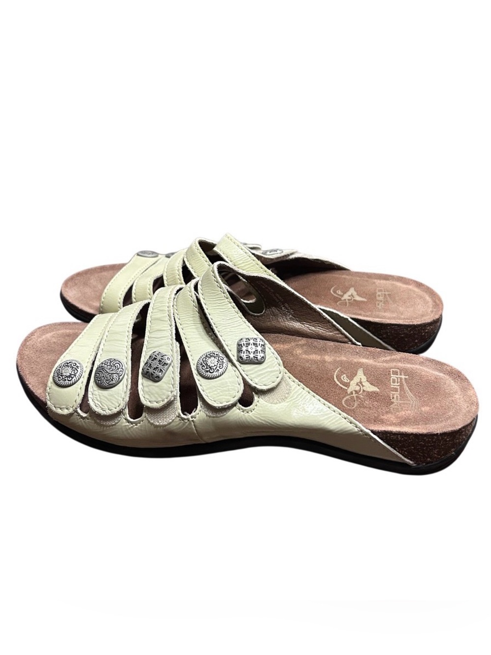 Dansko Janie Sandals Size 9.5 Comfort Slip-On Casual Shoes Cream Leather